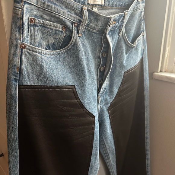 NWT Agolde Ryder Two-Tone Blue and Black Straight Leg Jeans - Picture 9 of 14